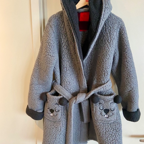Polar Fleece Mid Length Robe With Oversized Hood - Picture 2 of 5